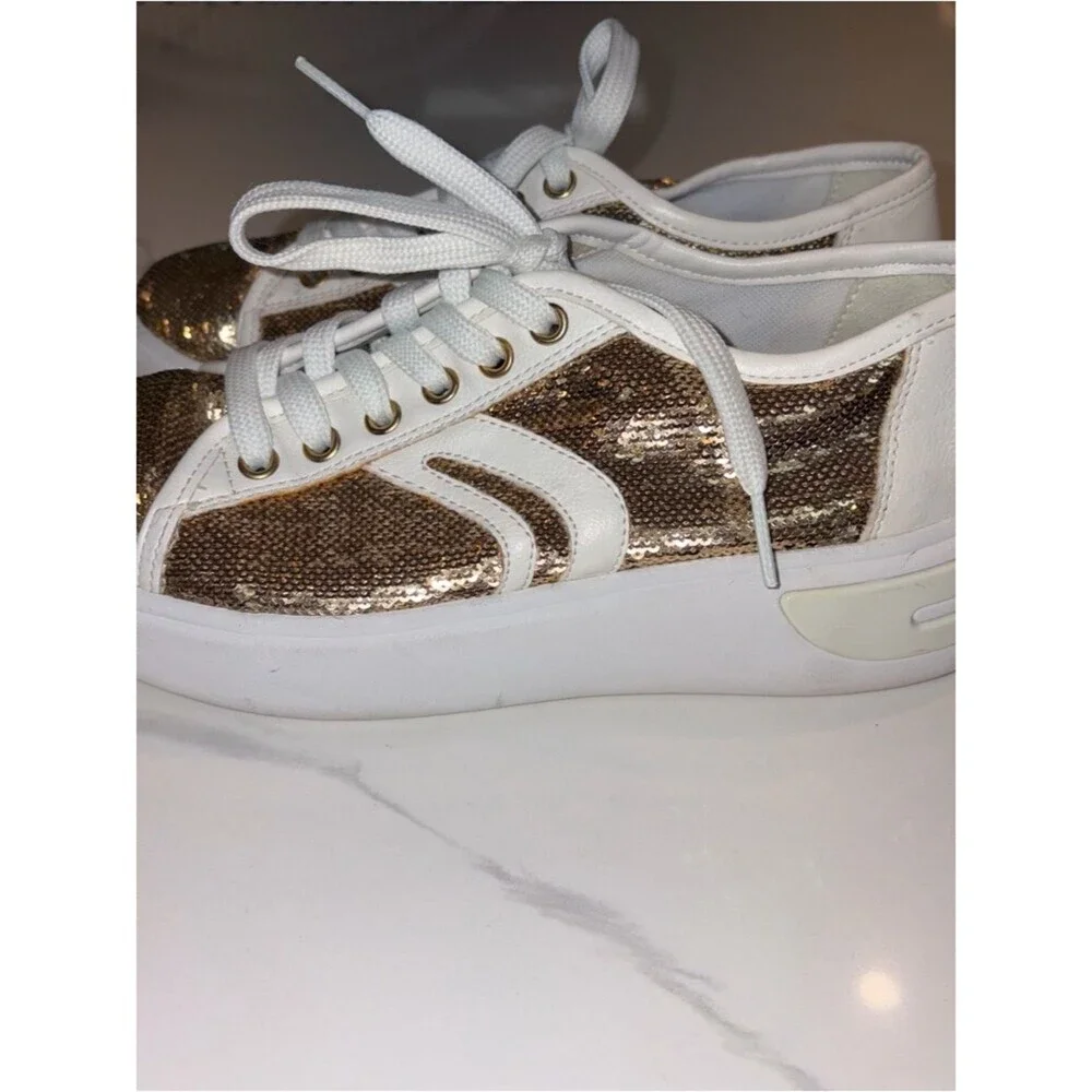 GEOX gold glitter leather sneakers 8